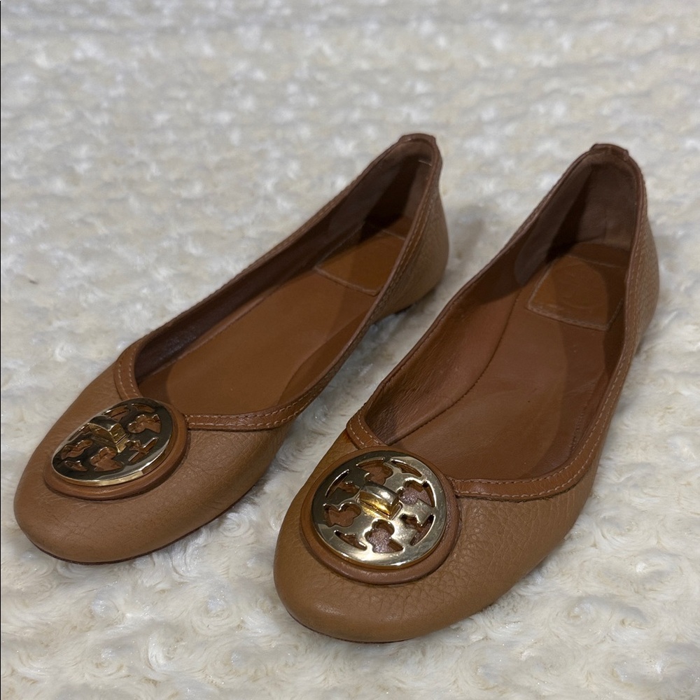 Tory Burch Brown Leather Ballet Flats